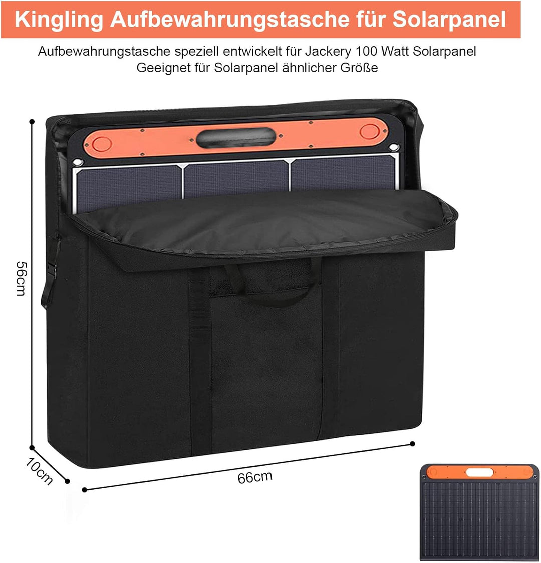 Kingling Tasche für Solarpanel, Staubdichte Solarmodul Tasche passend für 100 Watt Solarpanel, Faltb