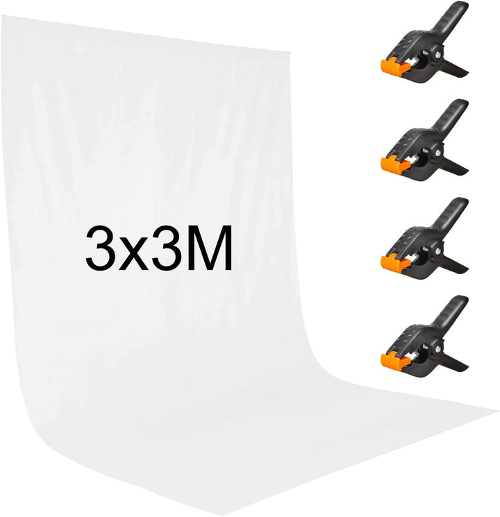 Hintergrund Fotografie Weiss, 3x3m/9.8x9.8ft Anti-Falten White Fotowand Hintergrund Polyester Faltba