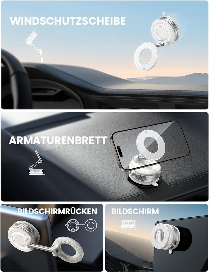 Lamicall Magnetische Handyhalterung Auto für Magsafe Autohalterung - [Vakuum Saugnapf & 24X Magnet]