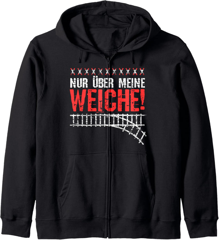 Nur über meine Weiche Spruch Lokführer Modellbahn Eisenbahn Kapuzenjacke