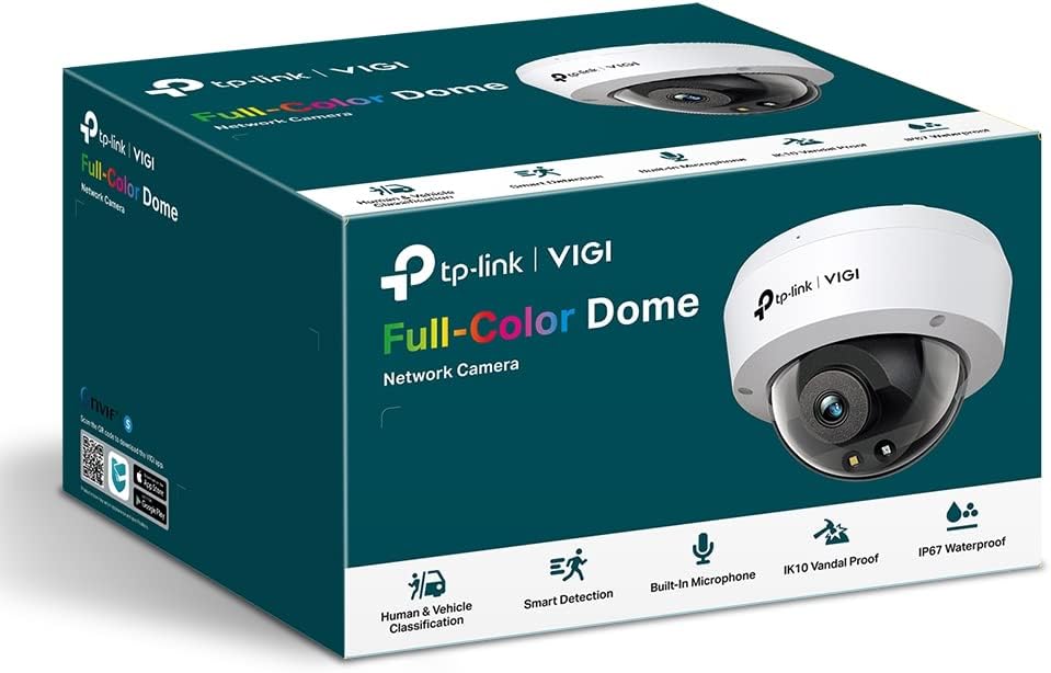 TP-Link VIGI C230 Smart Sicherheitskamera mit 4 mm Objektiv, 3 MP HD Vollfarbkuppel-Netzwerkkamera,