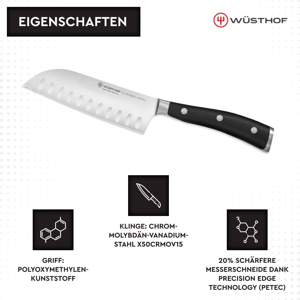 WÜSTHOF Classic Ikon Santoku 14 cm, Schwarz Schwarz 14 cm Single