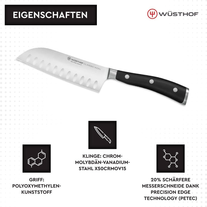 WÜSTHOF Classic Ikon Santoku 14 cm, Schwarz Schwarz 14 cm Single