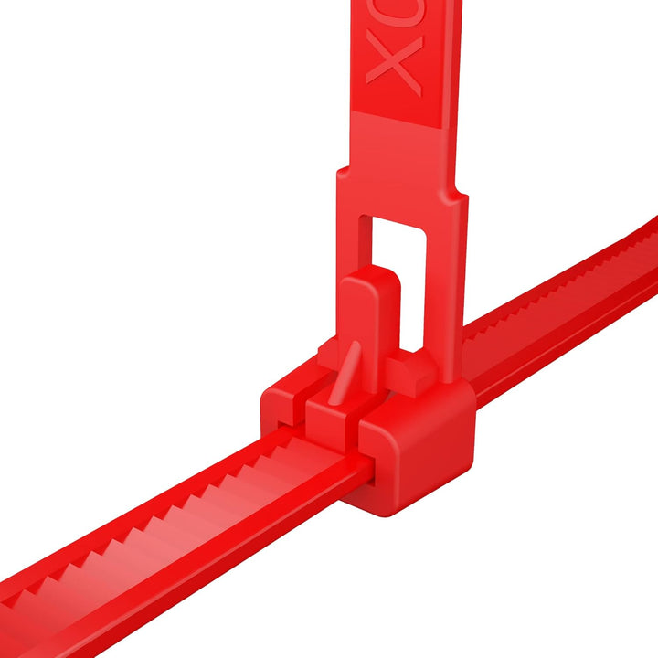 intervisio Kabelbinder Wiederverschliessbar, 540mm x 7,6mm, rot, Extra Lang, 100 Stück, Wiederlösbar