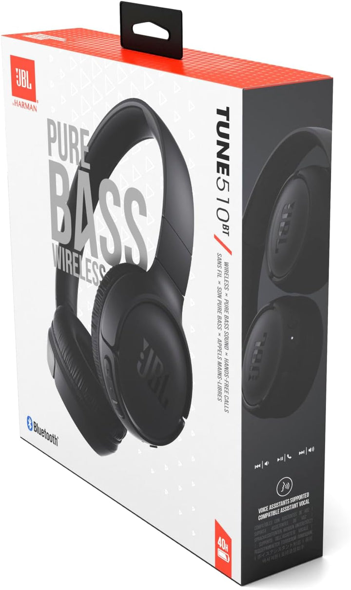 JBL Tune 510BT – Bluetooth On-Ear Kopfhörer in Schwarz – Faltbare Headphones mit Freisprechfunktion