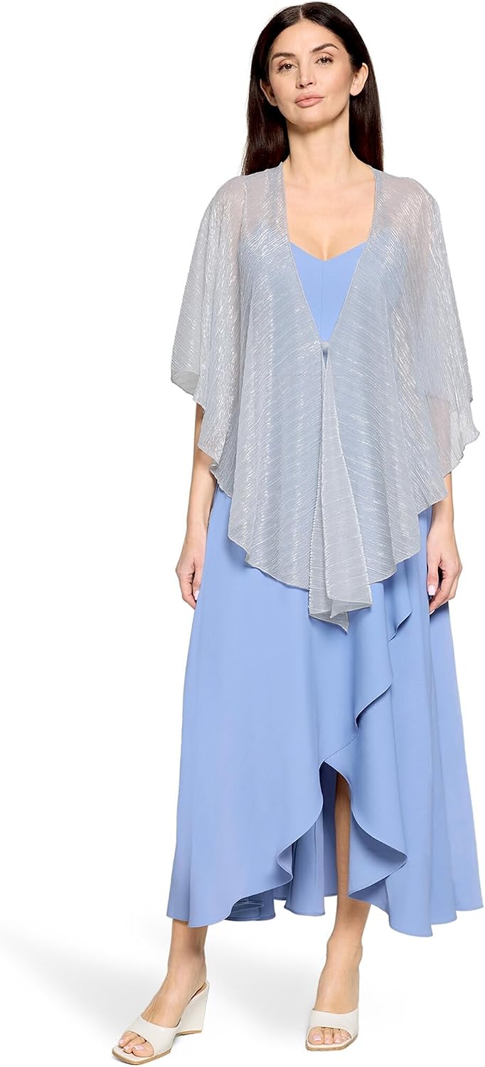 Vera Mont Damen Cape im Glitzer-Look Standard Einheitsgrösse Grau/Silber, Standard Einheitsgrösse Gr
