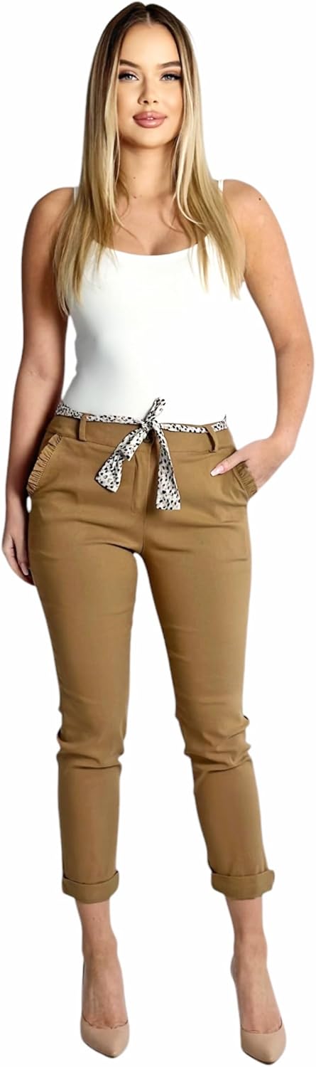 Mississhop Female Damen Stretch Klassische Chino Hose S Braun, S Braun