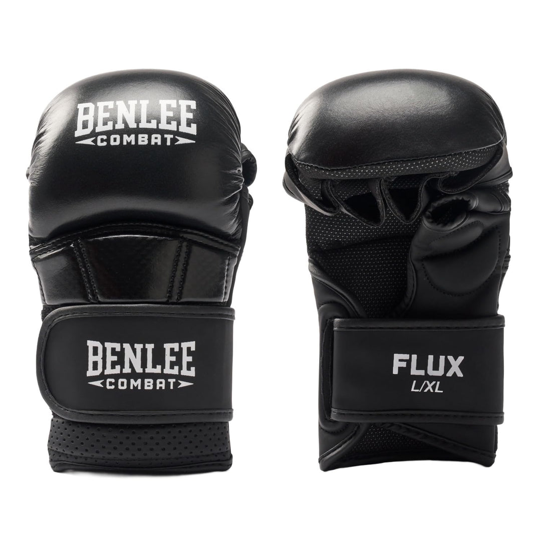 BENLEE MMA Sparring- Handschuhe aus Leder/Kunstleder Mix Flux Black/White L-XL, Black/White L-XL