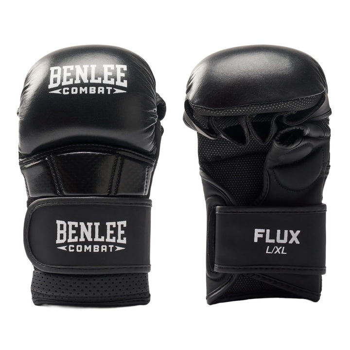 BENLEE MMA Sparring- Handschuhe aus Leder/Kunstleder Mix Flux Black/White L-XL, Black/White L-XL