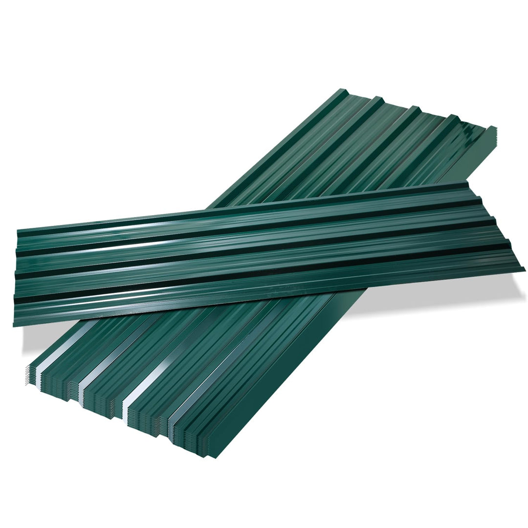 Vkechh 12er Set Wellblech Dachplatten in Grün – Verzinkter Stahl für Carports und Garagen, wetterbes
