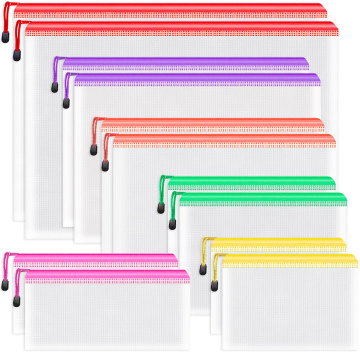Umriox bunte Dokumententasche A4+A5+A6+B4+B5+B6, 12 Stück wasserdichte Dokumententasche Reissverschl