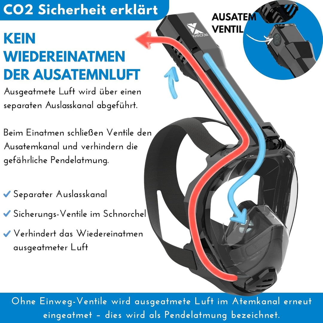 Khroom Schnorchelmaske Erwachsene Vollmaske | Unsere Beste CO2 sichere Tauchermaske Seaview Pro zum