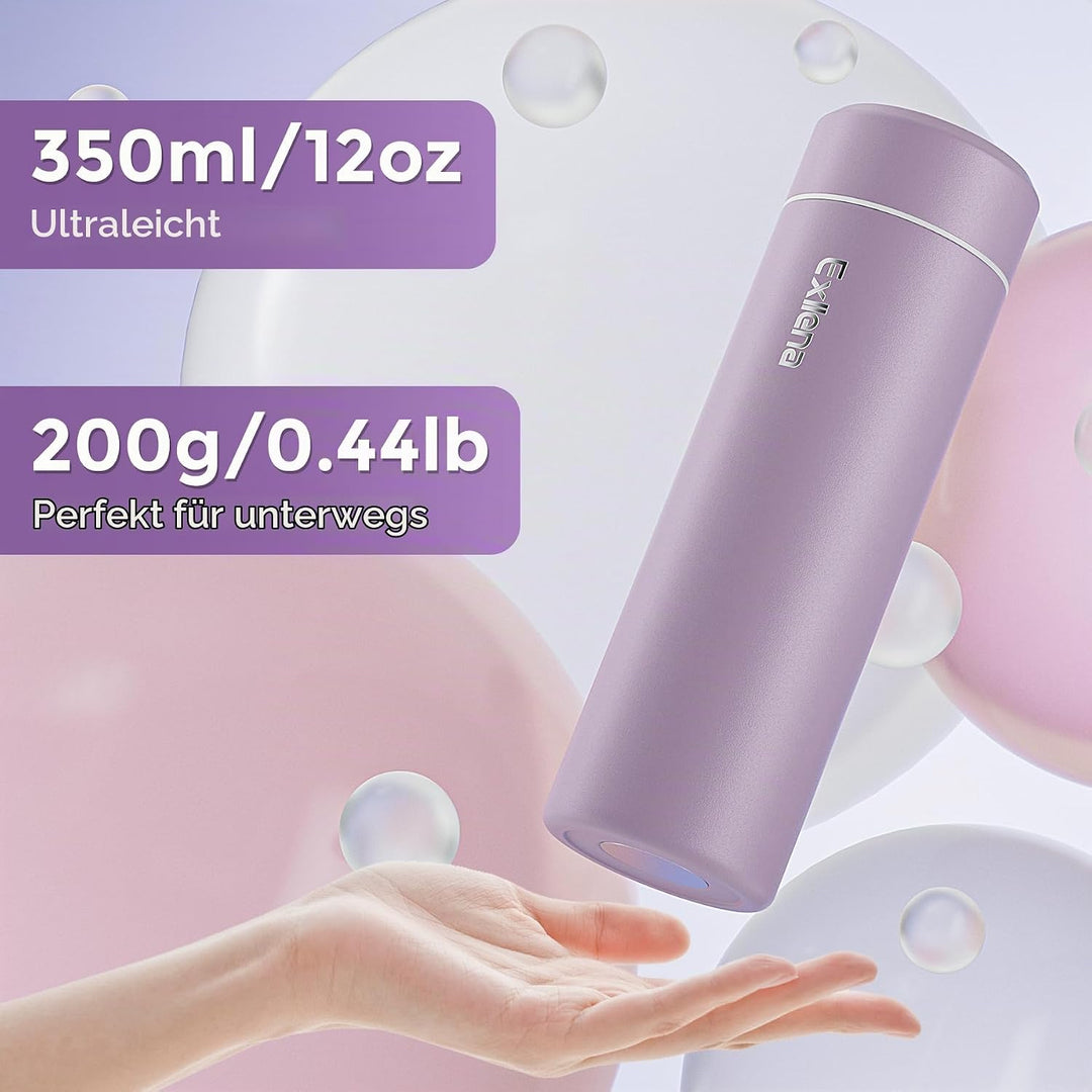 【Upgrade-Version】Exllena Mini Thermosflasche 350ml mit Edelstahl-Deckel, Trinkflasche Klein Doppelwa
