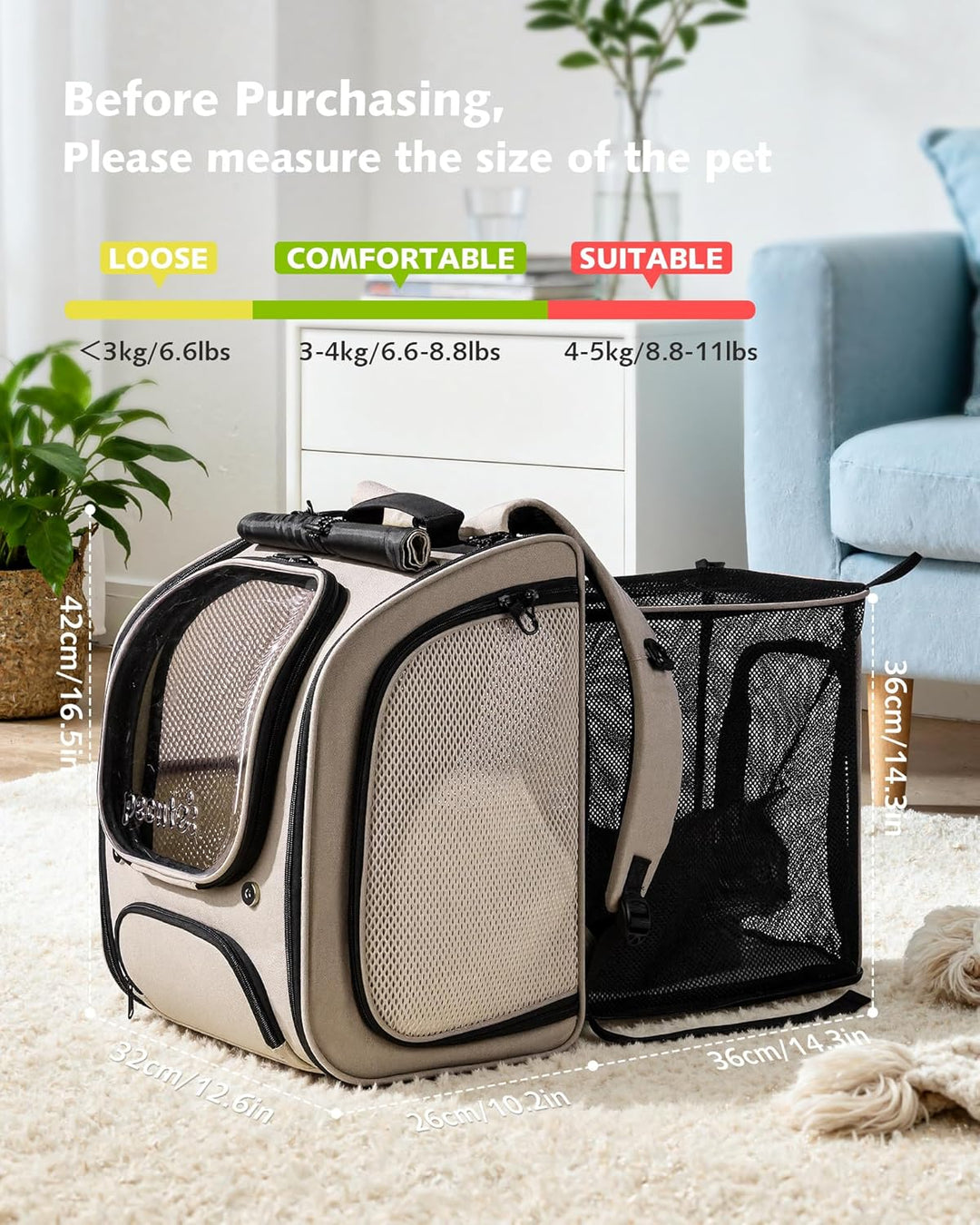 pecute Katzenrucksack Erweiterbar Bubble Haustier Rucksack mit Netzfenster, Tragbare und Faltbare Ka