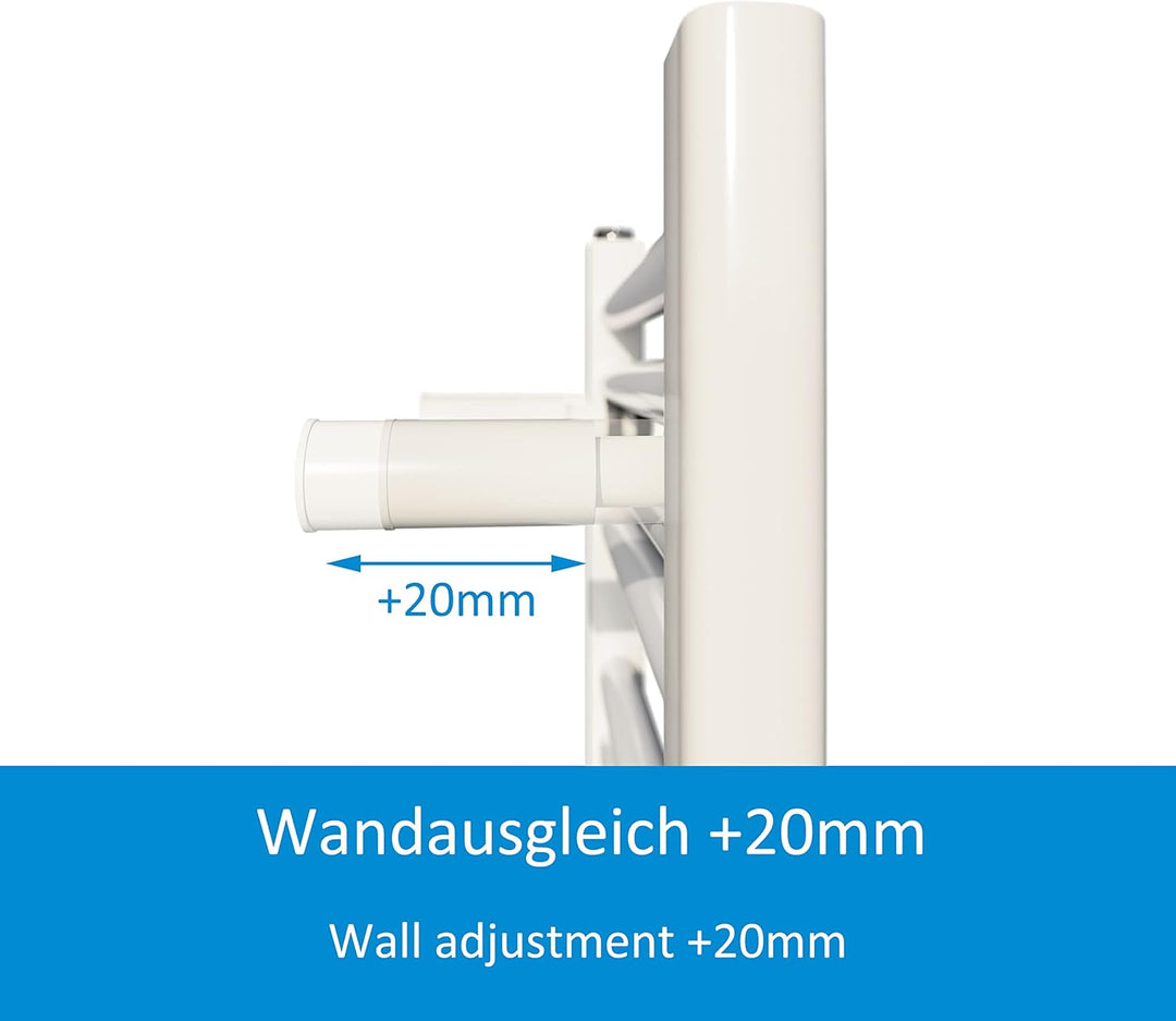 Aquabad Badheizkörper Virgo | Grösse: 40 x 160 cm | Heizleistung 448 Watt | Farbe: Weiss | Mittelans