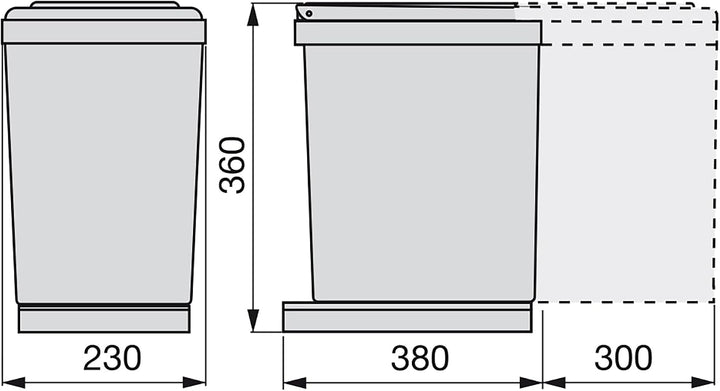EMUCA 8906621 Abfalleimer mit Schieber, 16 l
