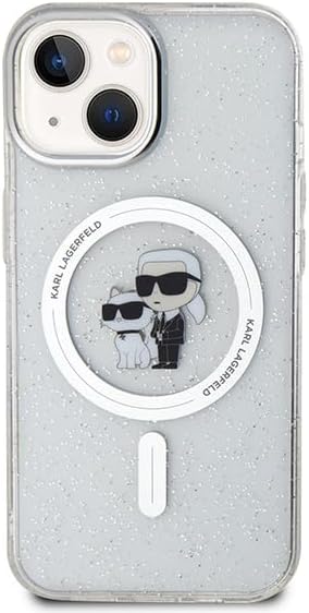 Karl Lagerfeld KLHMP15SHGKCNOT Hülle für iPhone 15 6.1" transparent hardcase Karl&Choupette Glitter