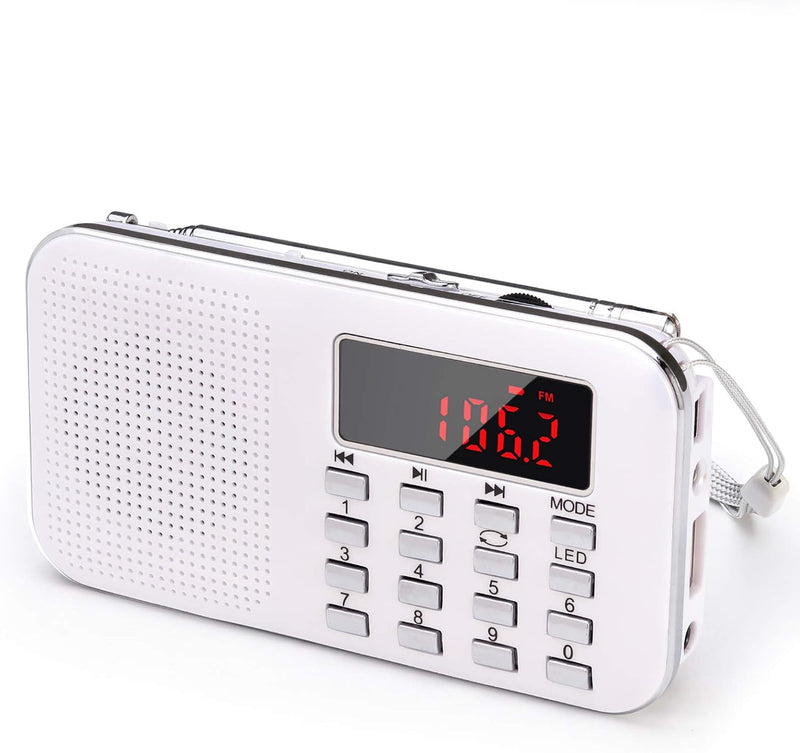 PRUNUS L-218AM Portables Mini Radio AM(MW)/UKW FM/TF Card/USB/MP3, 1200mAh Akku. Geschäfte und Sende