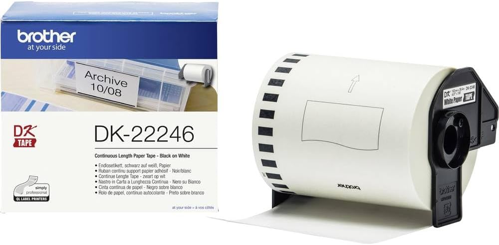 Brother DK-22246 selbstklebende Endlosetiketten (103 mm breit, 30,48 m lang, geeignet für QL-1050, Q
