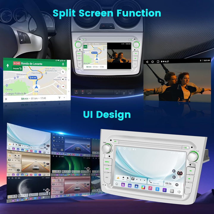 Hikity Android 15 Autoradio für Alfa Romeo MiTo 2008-2016 7 Zoll CarPlay | 2G+64G, ASP, Wireless Car