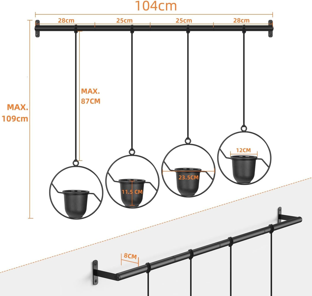 Bomclap Hängeblumentopf, 4er Set Runder Blumenampel mit Melamin Blumentopf für Innen Aussen Garten B