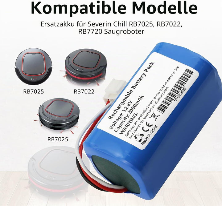 K KYUER 2000mAh Rechargable Saugroboter Akku für Severin Chill RB 7025 RB-7025 RB7022 RB7720 Robot V
