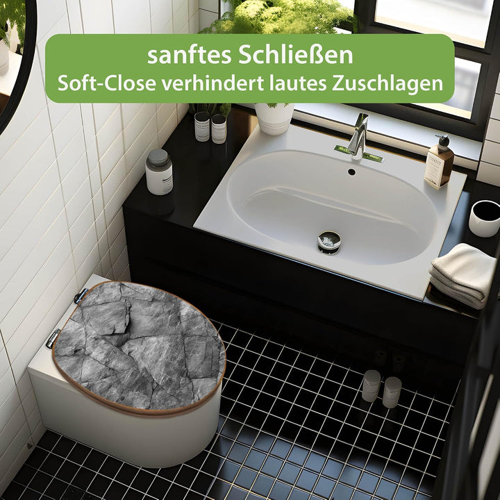 banjado Design WC Sitz Bambus Absenkautomatik 45,8x37,5cm - Toilettendeckel mit Absenkautomatik Holz