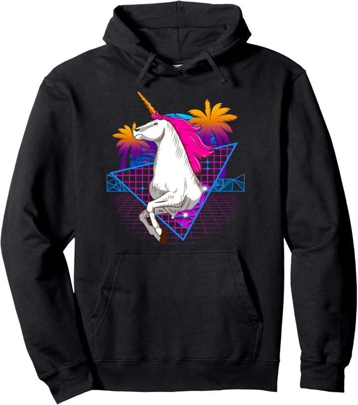 Unicorn 80s Style Retro Aesthetic Vaporwave Streetwear Pullover Hoodie