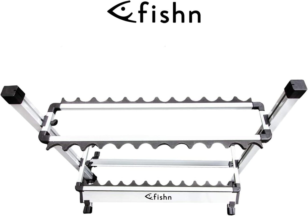 FISHN® Rutenständer für 24 Angelruten aus hochwertigem Aluminium, Rutenhalter, Angelrutenhalter - 72