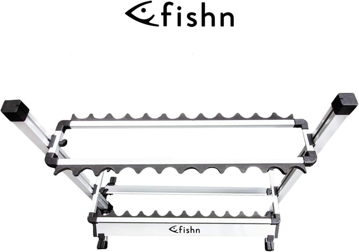 FISHN® Rutenständer für 24 Angelruten aus hochwertigem Aluminium, Rutenhalter, Angelrutenhalter - 72
