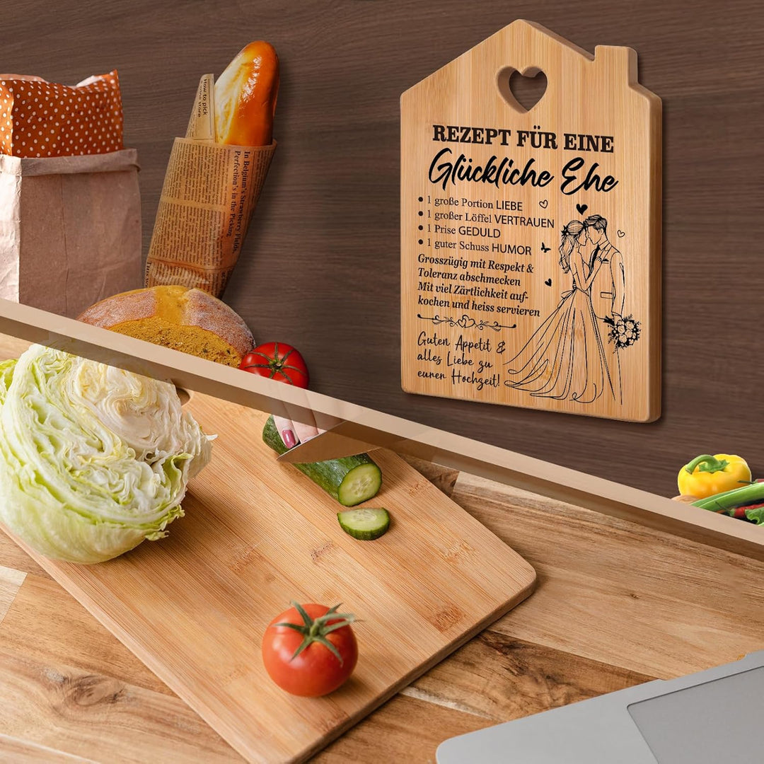 Hochzeitsgeschenke für Brautpaar - Bambus Schneidebrett mit Spruch, Geschenk Hochzeit, Hochzeitsgesc