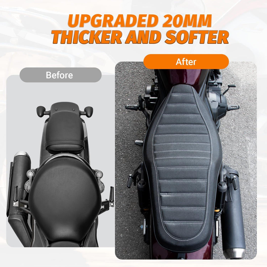Lorababer Motorrad-Beifahrer-Fahrer-Dual Doppel Leder Sitzkissen-Abdeckung, kompatibel mit H-onda Re