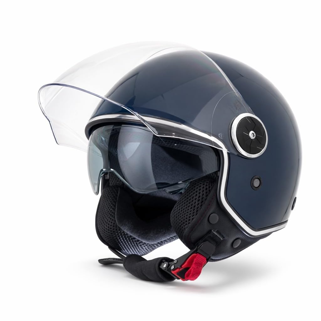 VINZ Tobia Jethelm mit Doppelvisier | Roller Helm Fashionhelm | In Gr. XS-XXL | Jet Helm mit Sonnenb