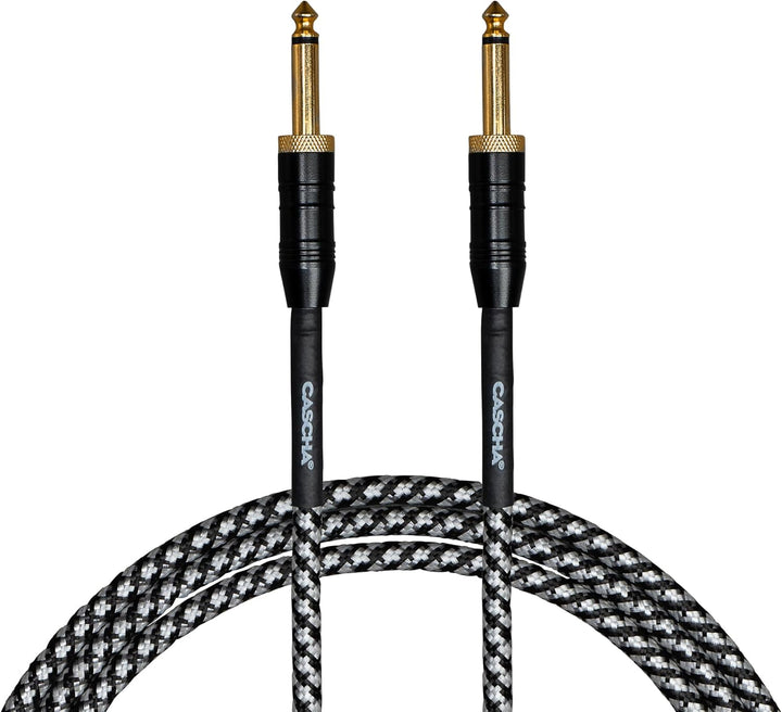 Cascha Professional Line Guitar Cable, Straight, Tweed Black, 9m