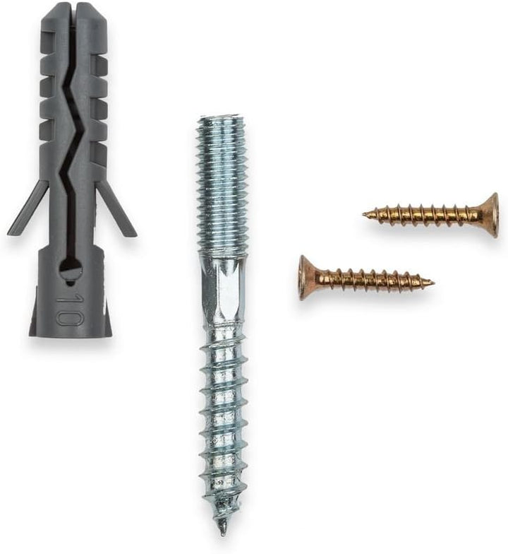 Handlauf Set Holz Eiche 45mm rund inkl. Messingkappe und Halter (120 cm) 120 cm + 2 Halter, 120 cm +