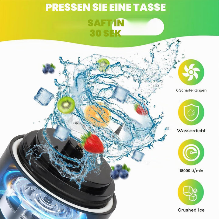 Tragbarer Mixer Smoothie Maker - 600ml Mini Standmixer to Go - 6 Klingen, Reisedeckel und Isolierte