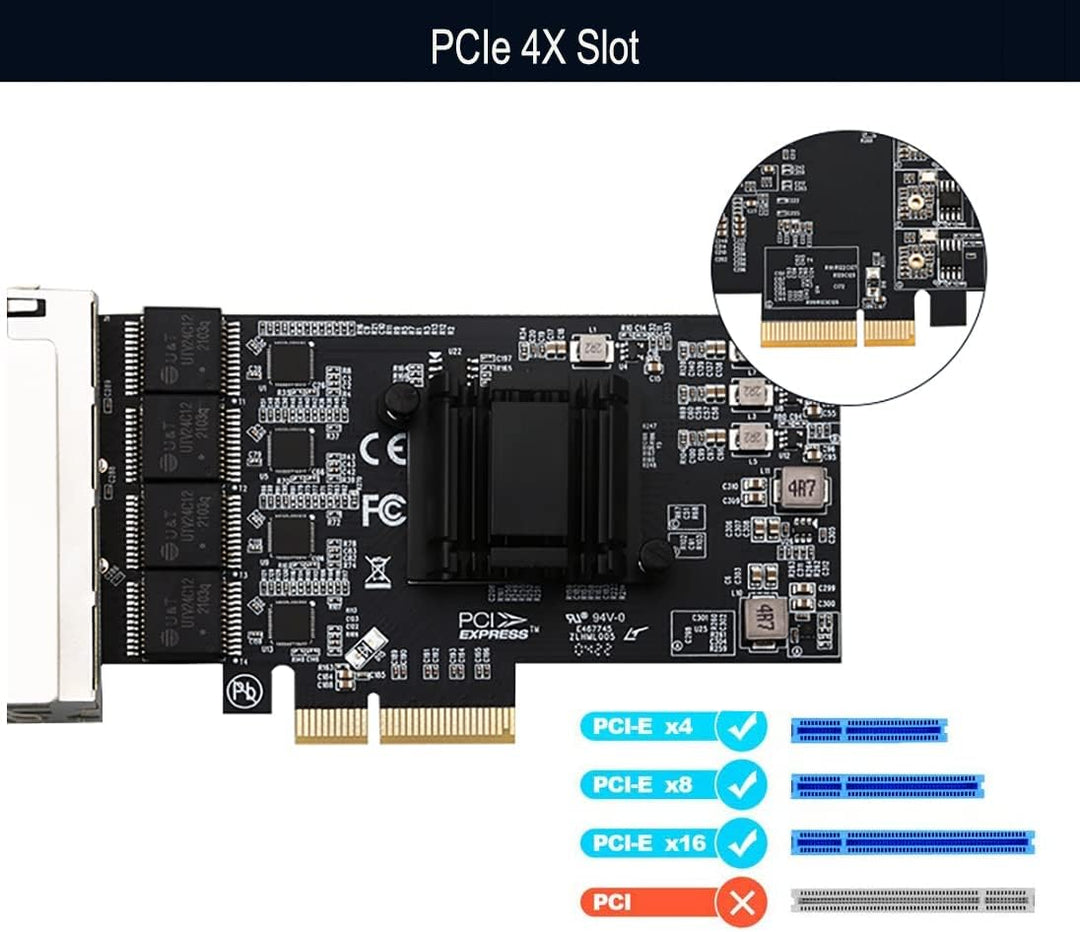 Quad-Port 2.5GBase-T PCIe Netzwerk Adapter RTL8125B 2500/1000/100Mbps PCI Express Gigabit Ethernet K