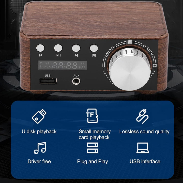 Mini Bluetooth 5.0 Verstärker Leistungsverstärker Stereo Digitalverstärker 2 Kanäle 50 W mit USB Ein