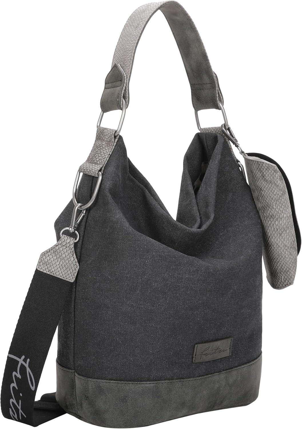 Fritzi aus Preussen Damen Izzy07 Canvas Hobo-Tasche Schwarz, Schwarz