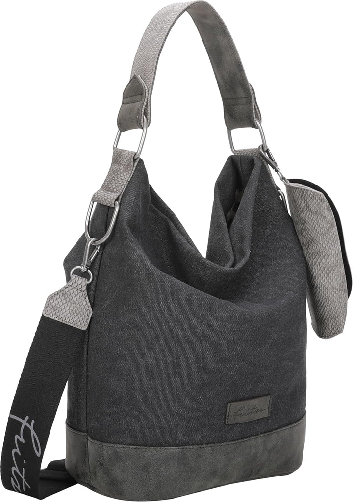 Fritzi aus Preussen Damen Izzy07 Canvas Hobo-Tasche Schwarz, Schwarz