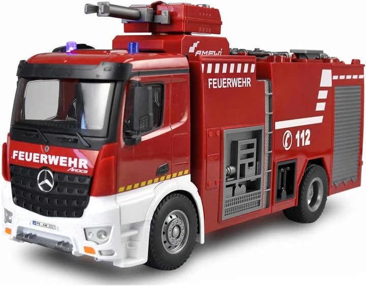 Amewi 22503 Mercedes Benz Feuerwehr-Loeschfahrzeug - Lizenzfahrzeug 1:18 RC Modell-LKW 100% RtR inkl