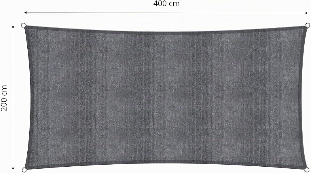 Lumaland Sonnensegel Rechteckig 2 x 4 Meter | Wetterbeständiger Sonnenschutz inkl. Befestigungsseile