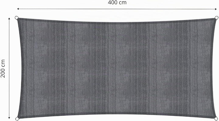 Lumaland Sonnensegel Rechteckig 2 x 4 Meter | Wetterbeständiger Sonnenschutz inkl. Befestigungsseile