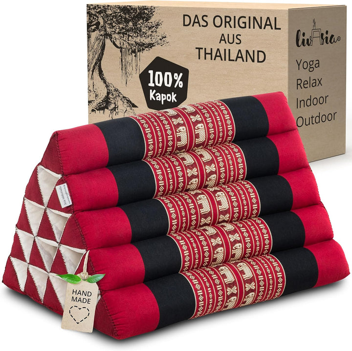 livasia Rückenstützkissen extrahoch, Dreieckskissen für Garten und Balkon, Keilkissen mit Kapok, Lag