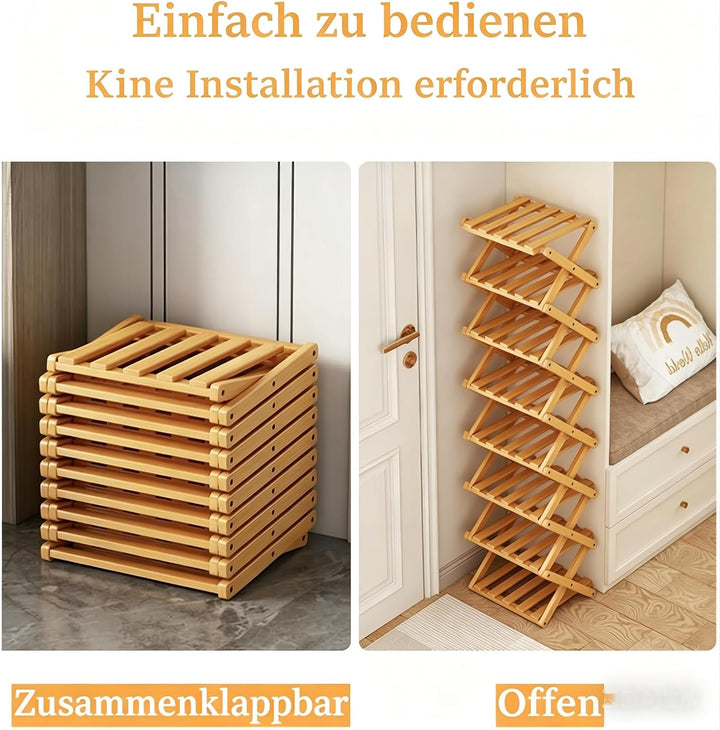 Schuhregal Platzsparend, Faltbares Schuhregal, 4 Ebenen, tragbar, ohne Installation, Schuhorganizer