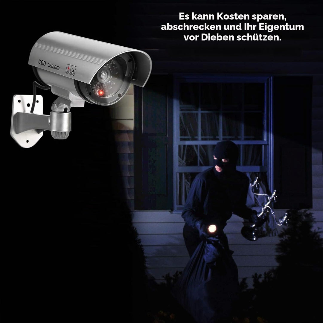 FITNATE 4 Stück Kamera attrappe, Fake Kamera Outdoor, Batteriebetrieben, regenbeständig, CCTV-Überwa