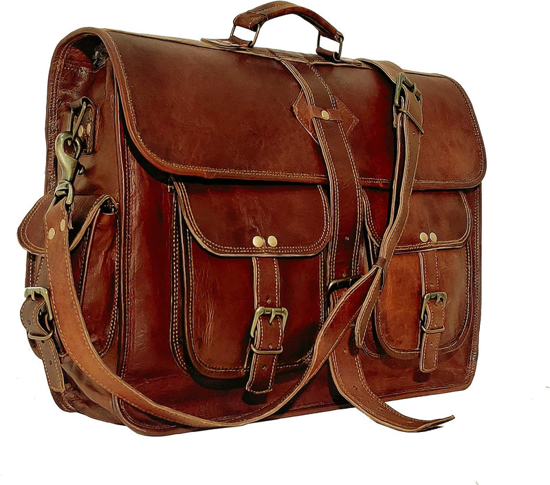 VC 45,7 cm (18 Zoll) Vintage Handgefertigte Leder Messenger Bag Laptop Aktentasche Computer Umhänget