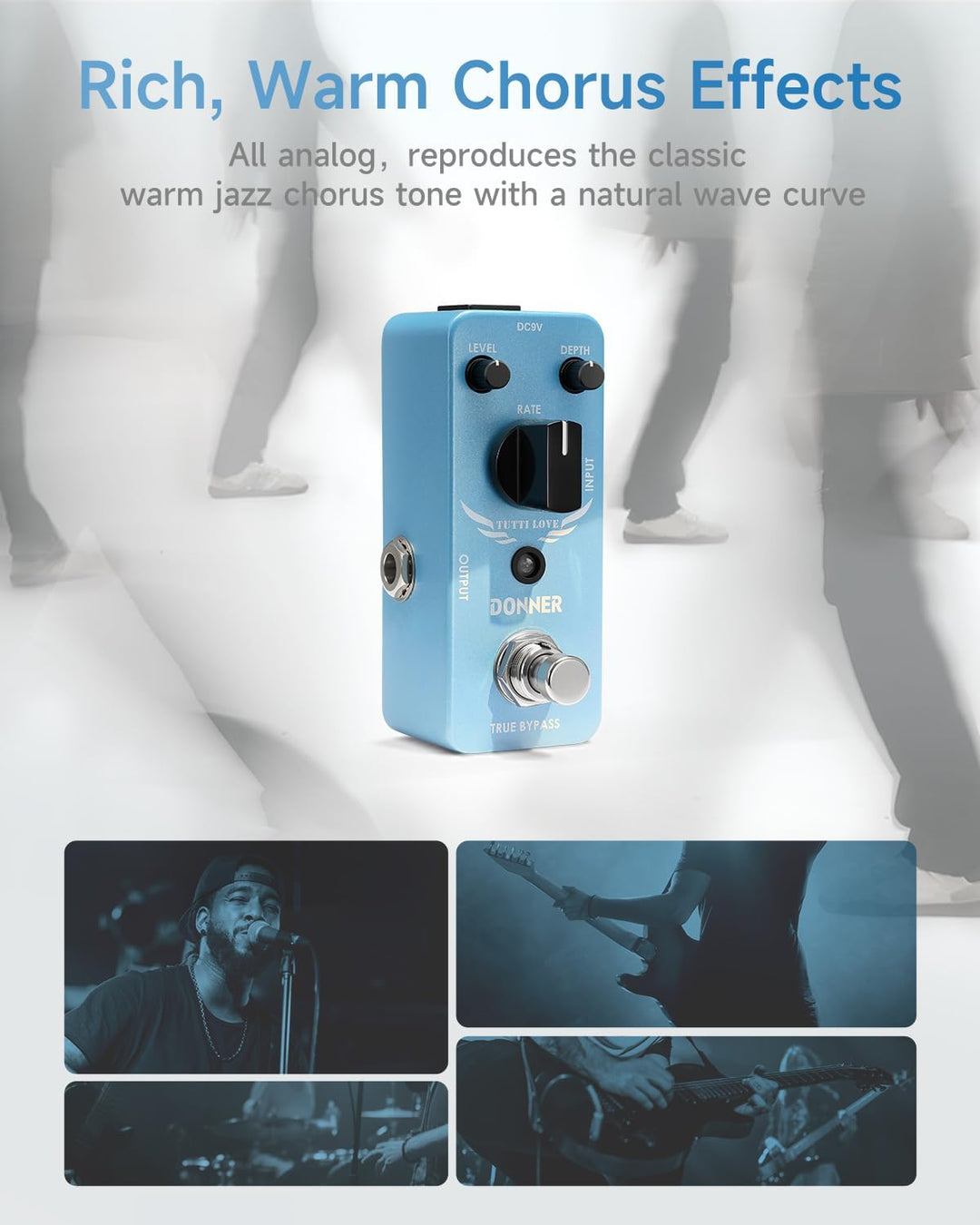 Donner Chorus Pedal, Tutti Love Analoges Chorus Gitarrenpedal für E-Gitarre und Bass True Bypass, ch