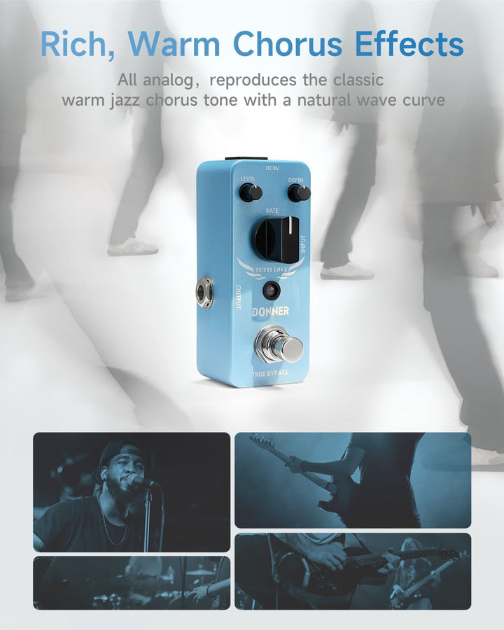 Donner Chorus Pedal, Tutti Love Analoges Chorus Gitarrenpedal für E-Gitarre und Bass True Bypass, ch