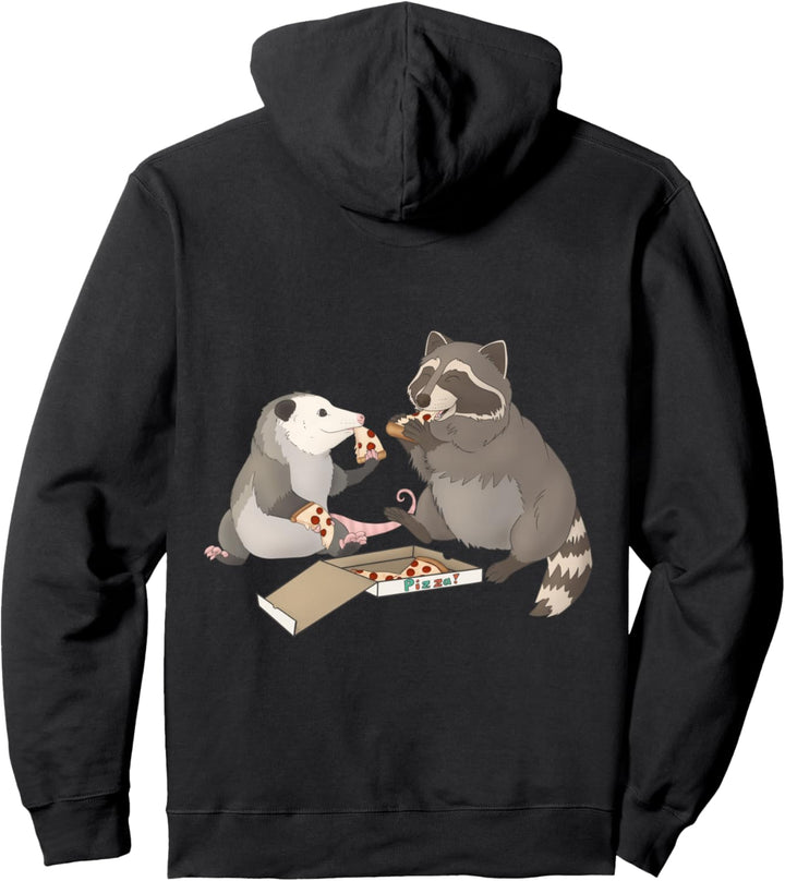 Opossum und Waschbär, die Pizza isst Pullover Hoodie